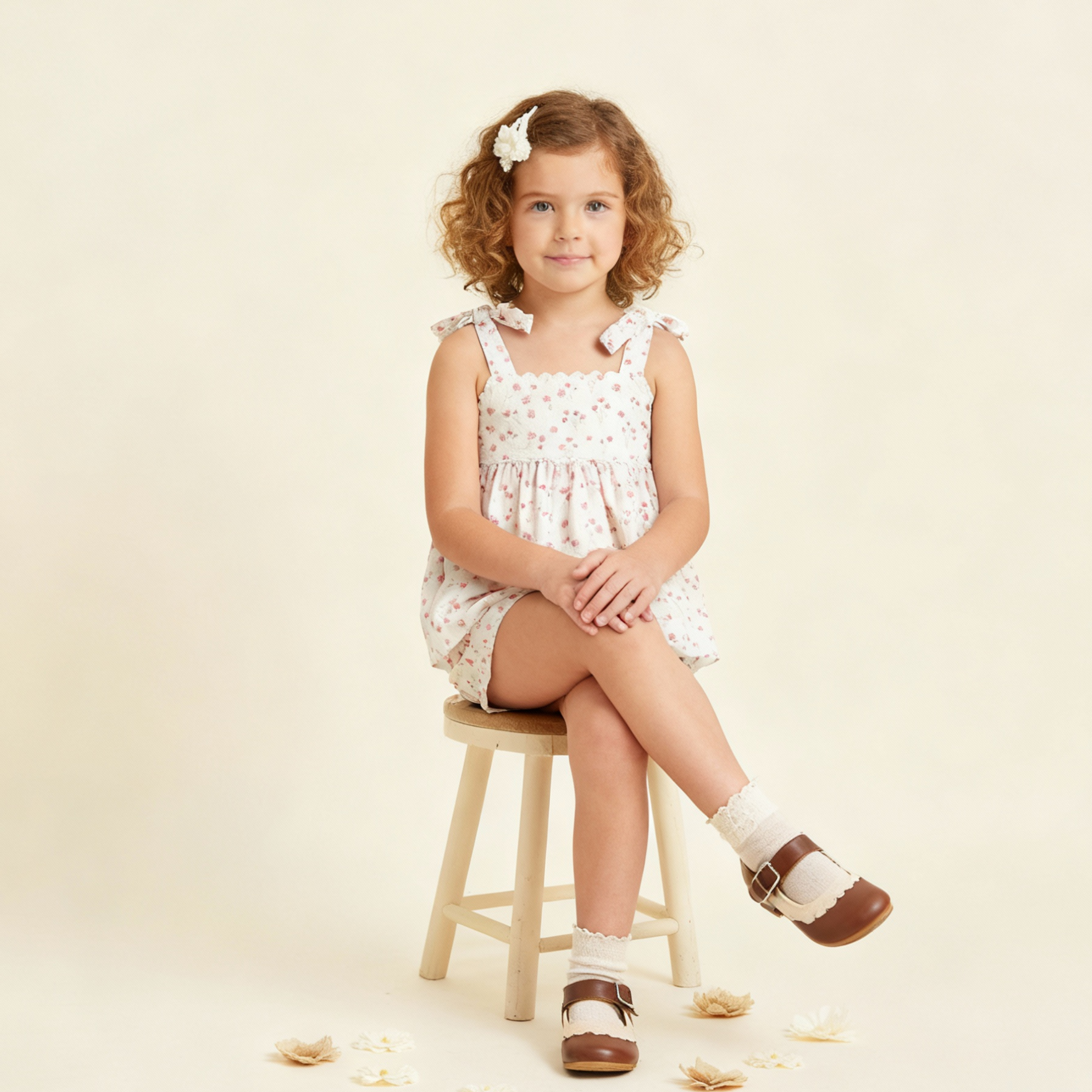 Organic Tie Up Top & Shorts Set - Pink  Bloom