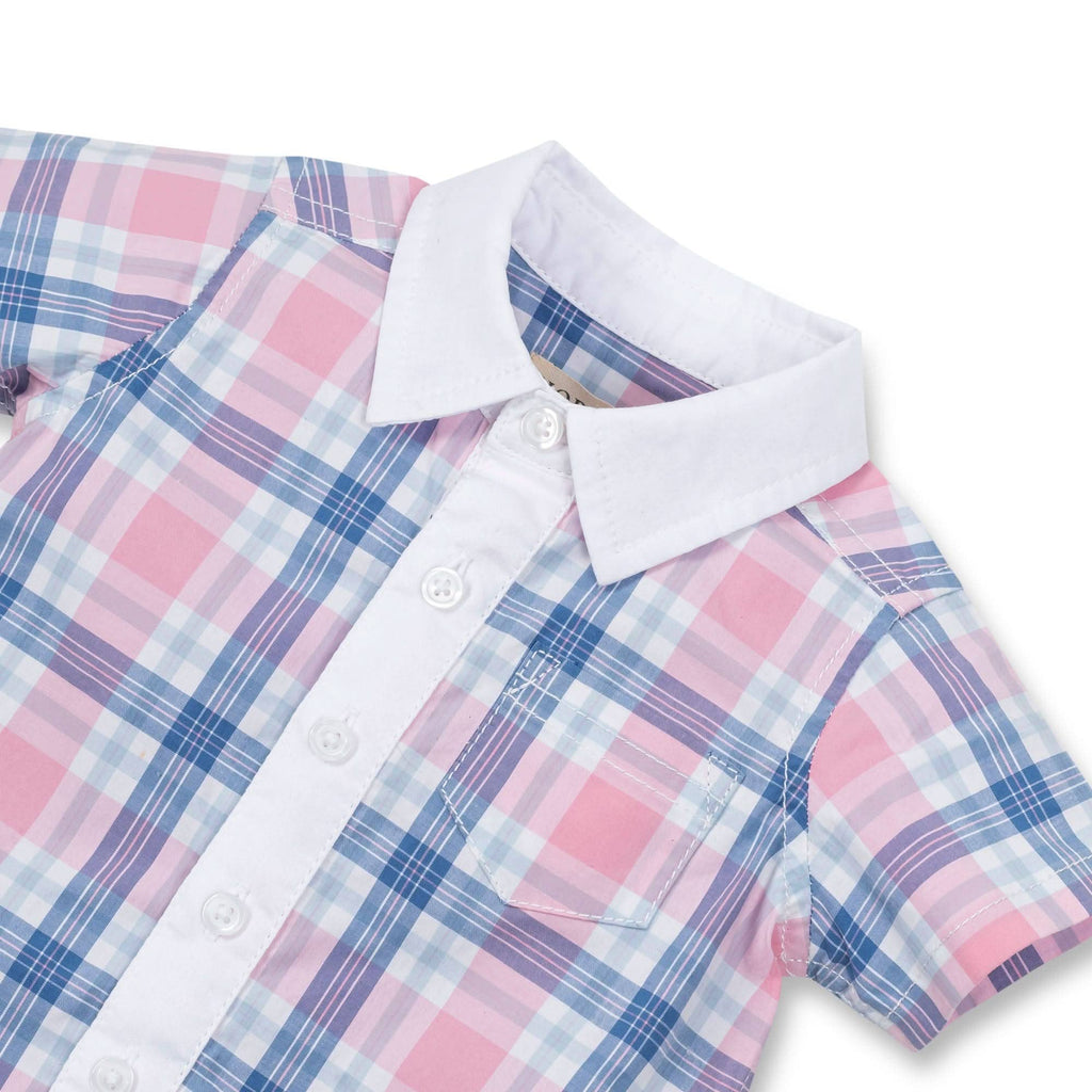 Stretch Organic Poplin Button Front Romper