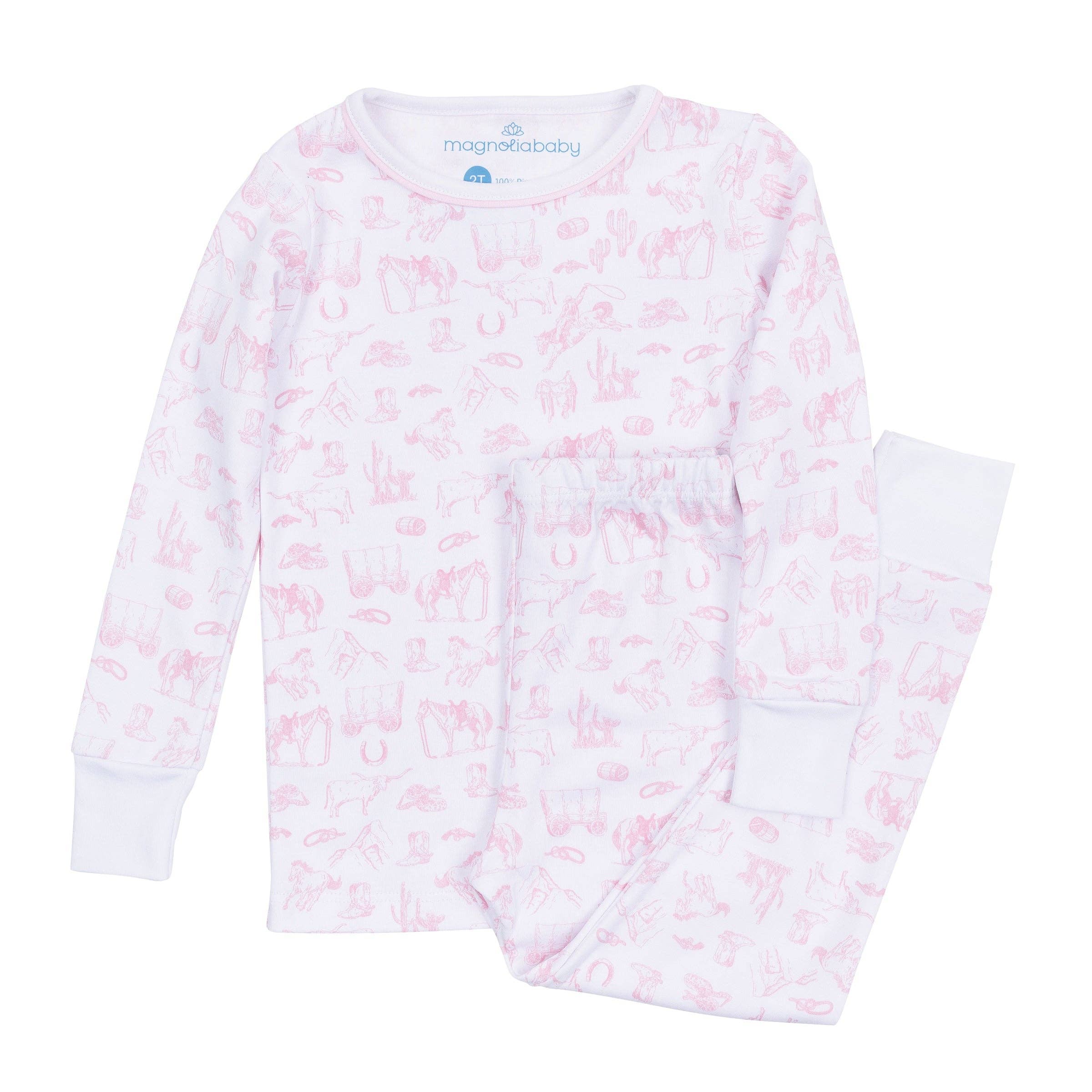 Wild West Toile Long Pajamas - Pink