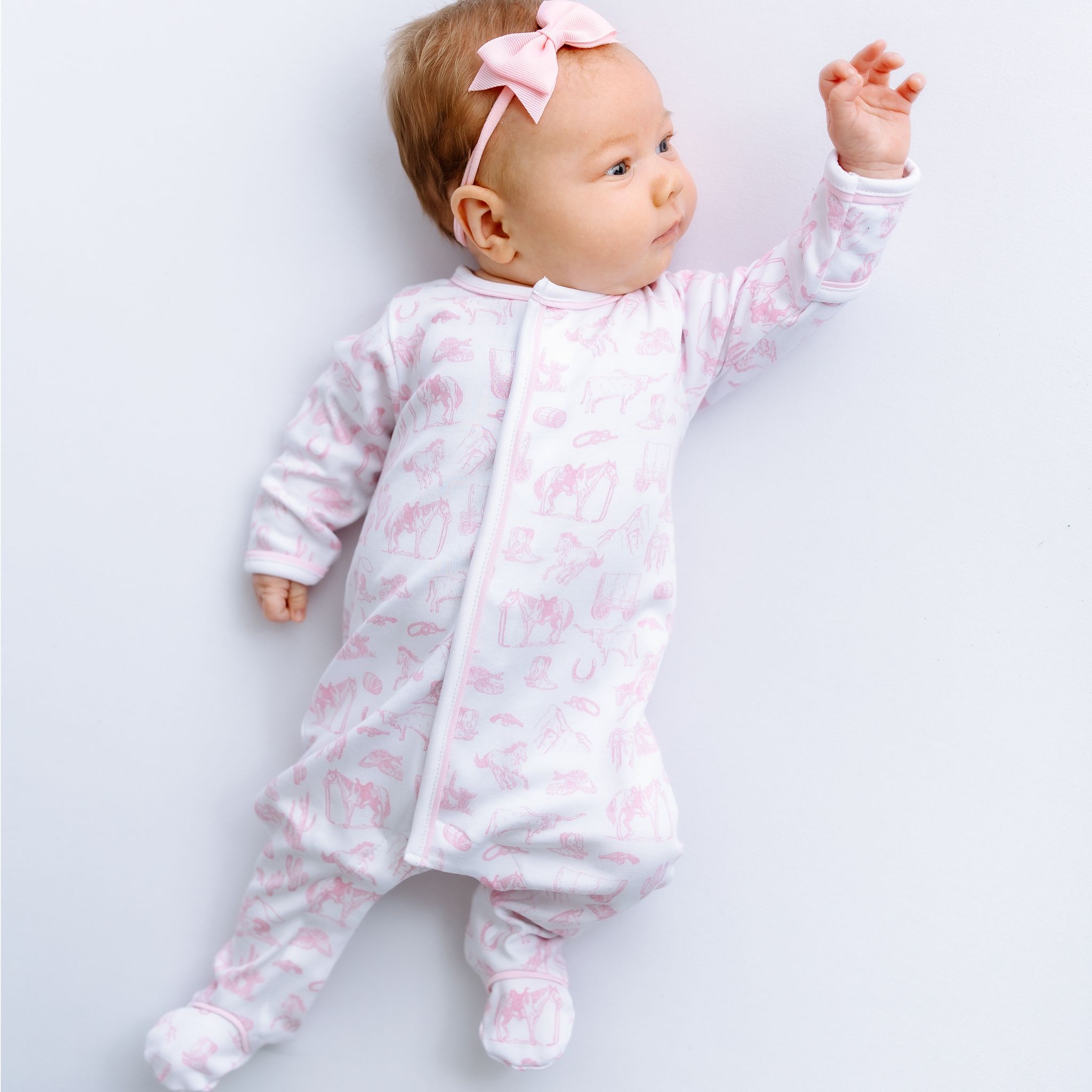 Wild West Toile Footie - Pink