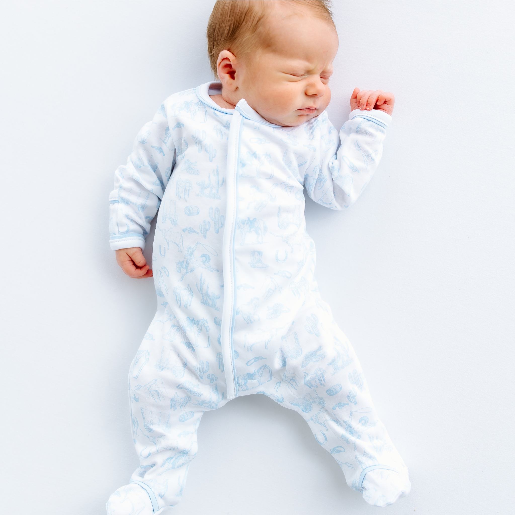 Wild West Toile Footie - Light Blue