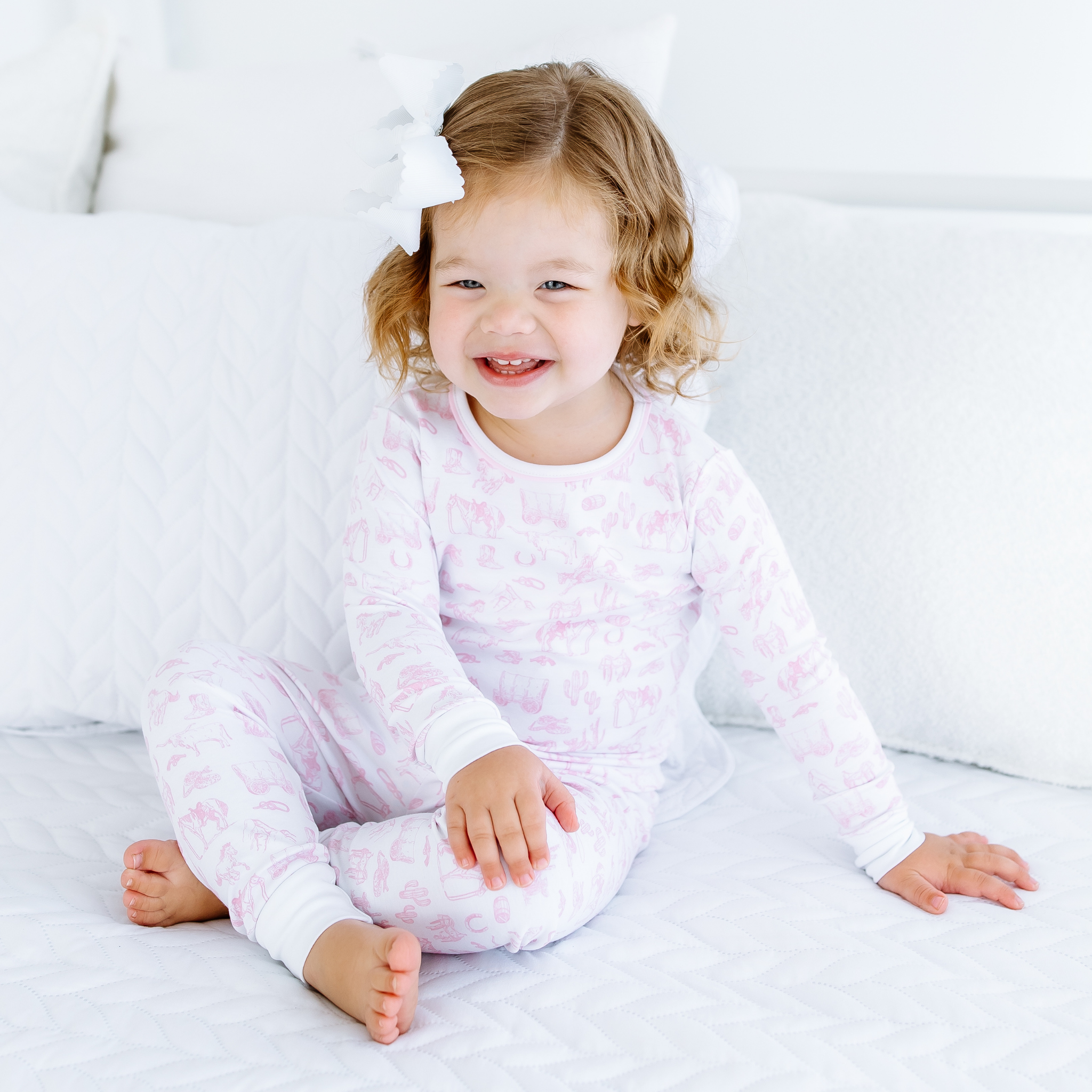 Wild West Toile Long Pajamas - Pink