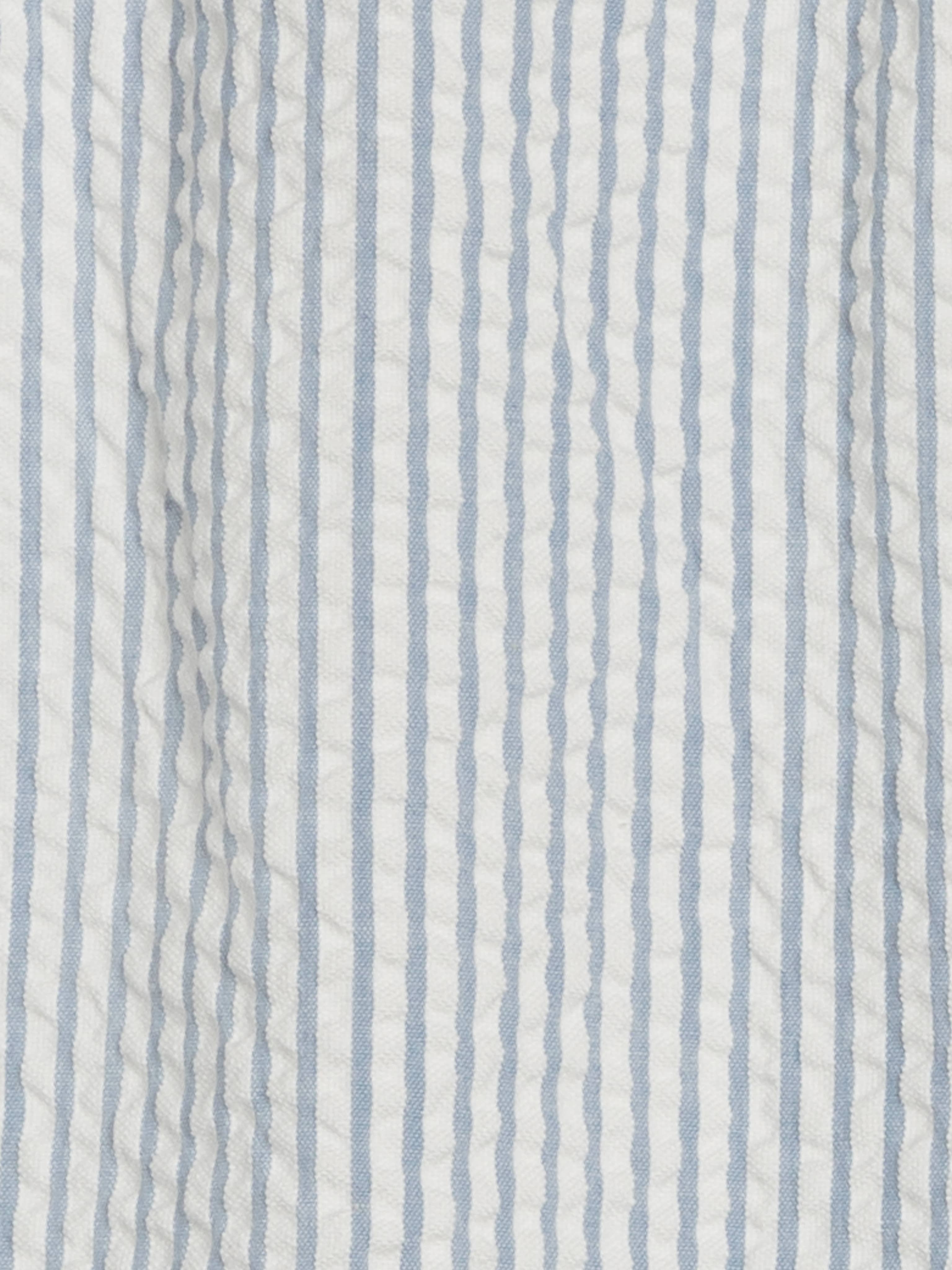 Rosalie Seersucker Ruffle Bubble Romper - Shore Stripe / Sea