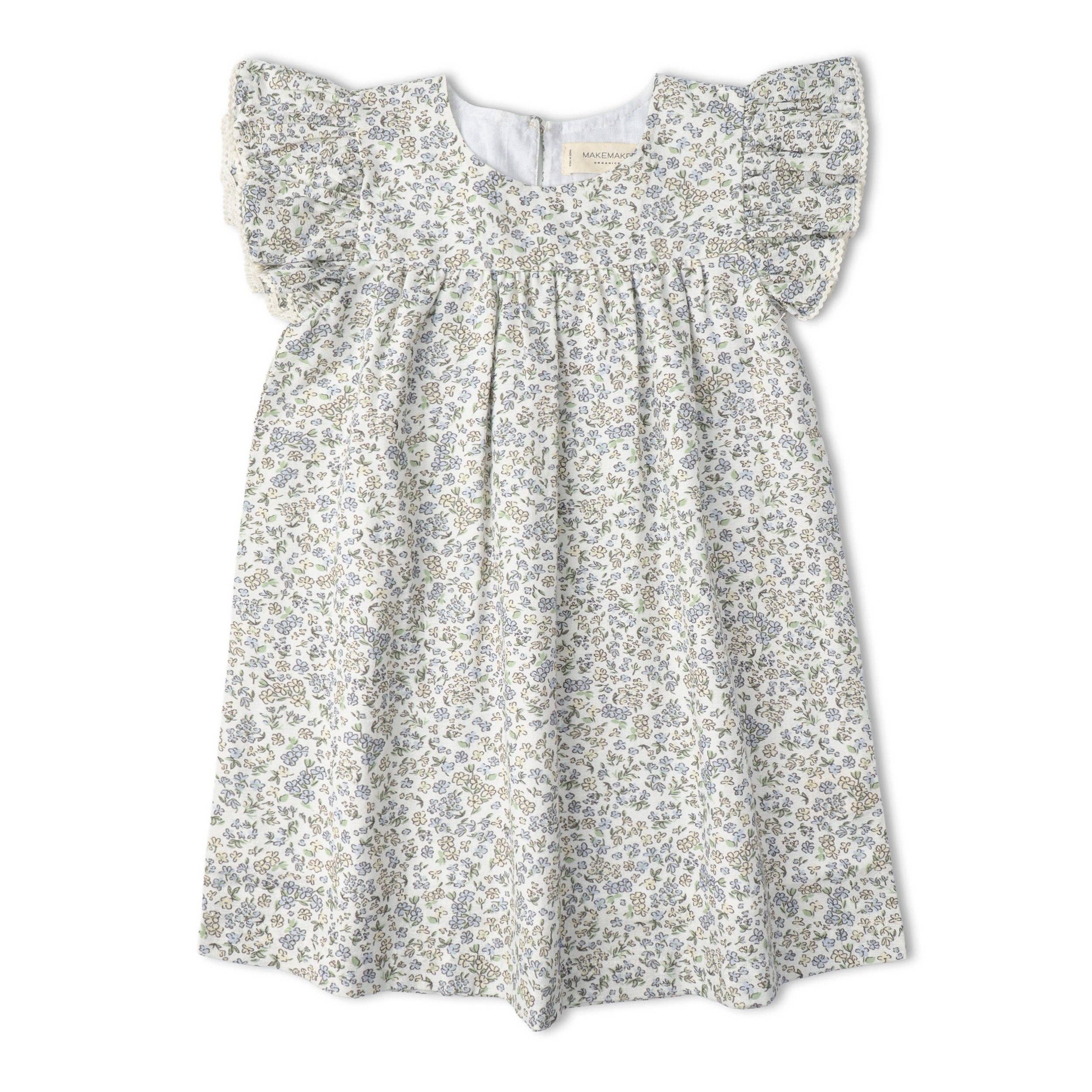 Organic Short Sleeve Flutter Dress - Tulle Floral