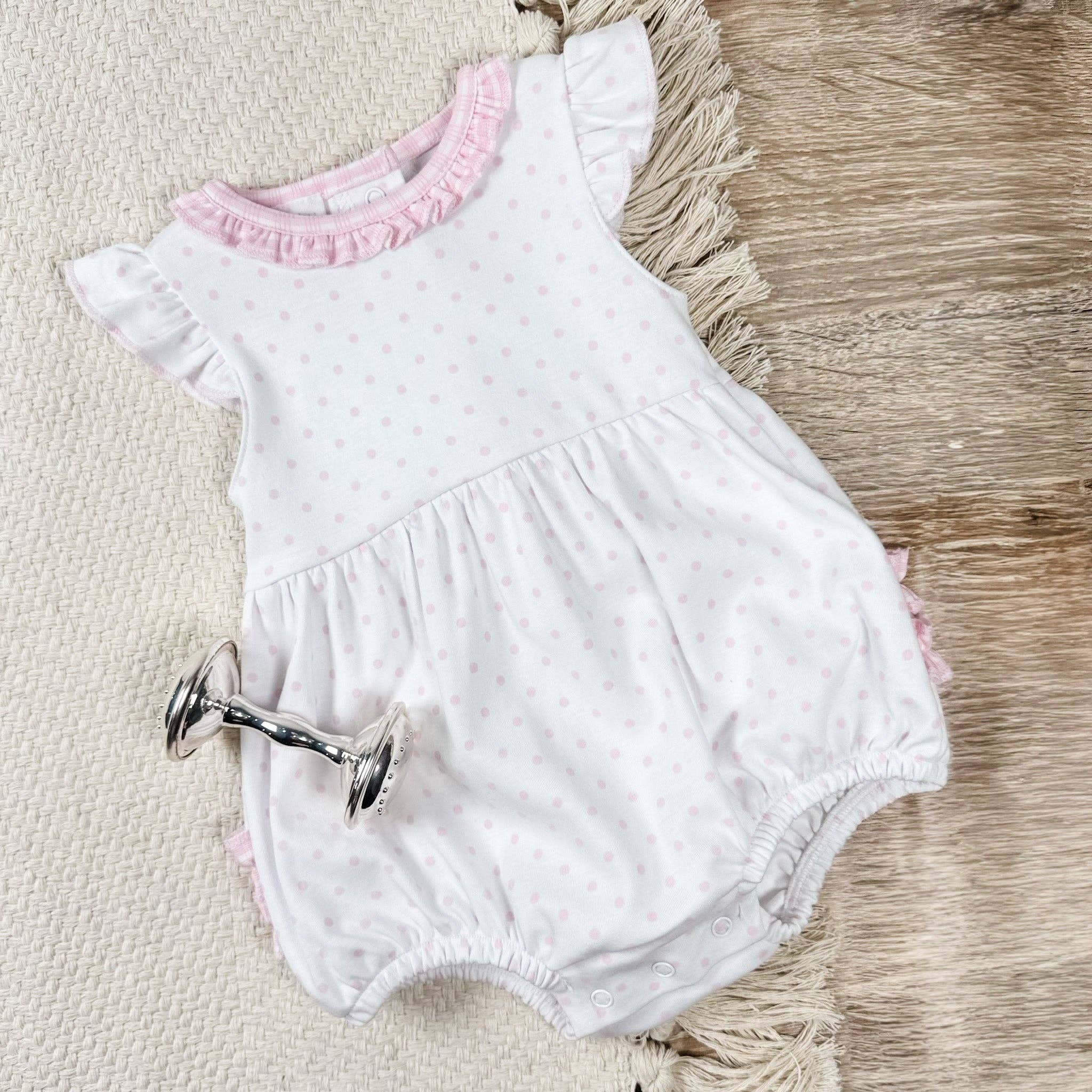 Gingham Dots Ruffle Flutters Bubble - Pink