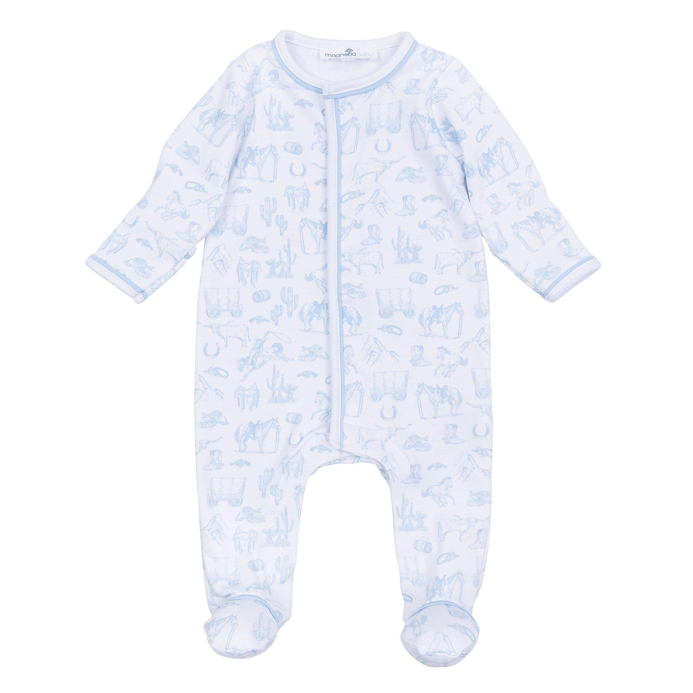 Wild West Toile Footie - Light Blue