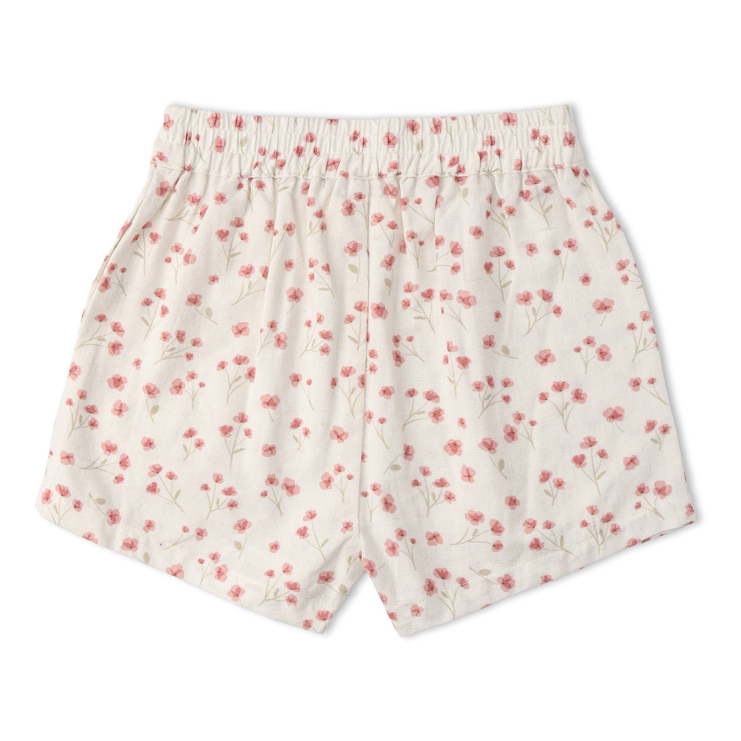 Organic Tie Up Top & Shorts Set - Pink  Bloom