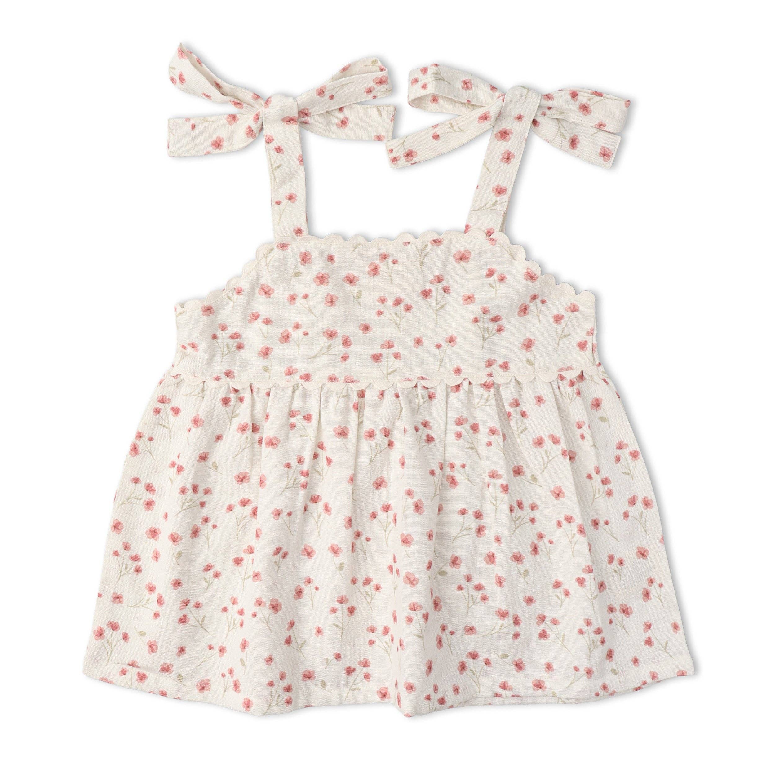 Organic Tie Up Top & Shorts Set - Pink  Bloom